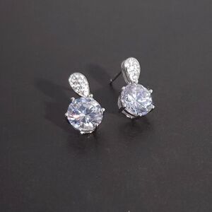 Simulated Diamond Dangle Earrings Sterling Silver